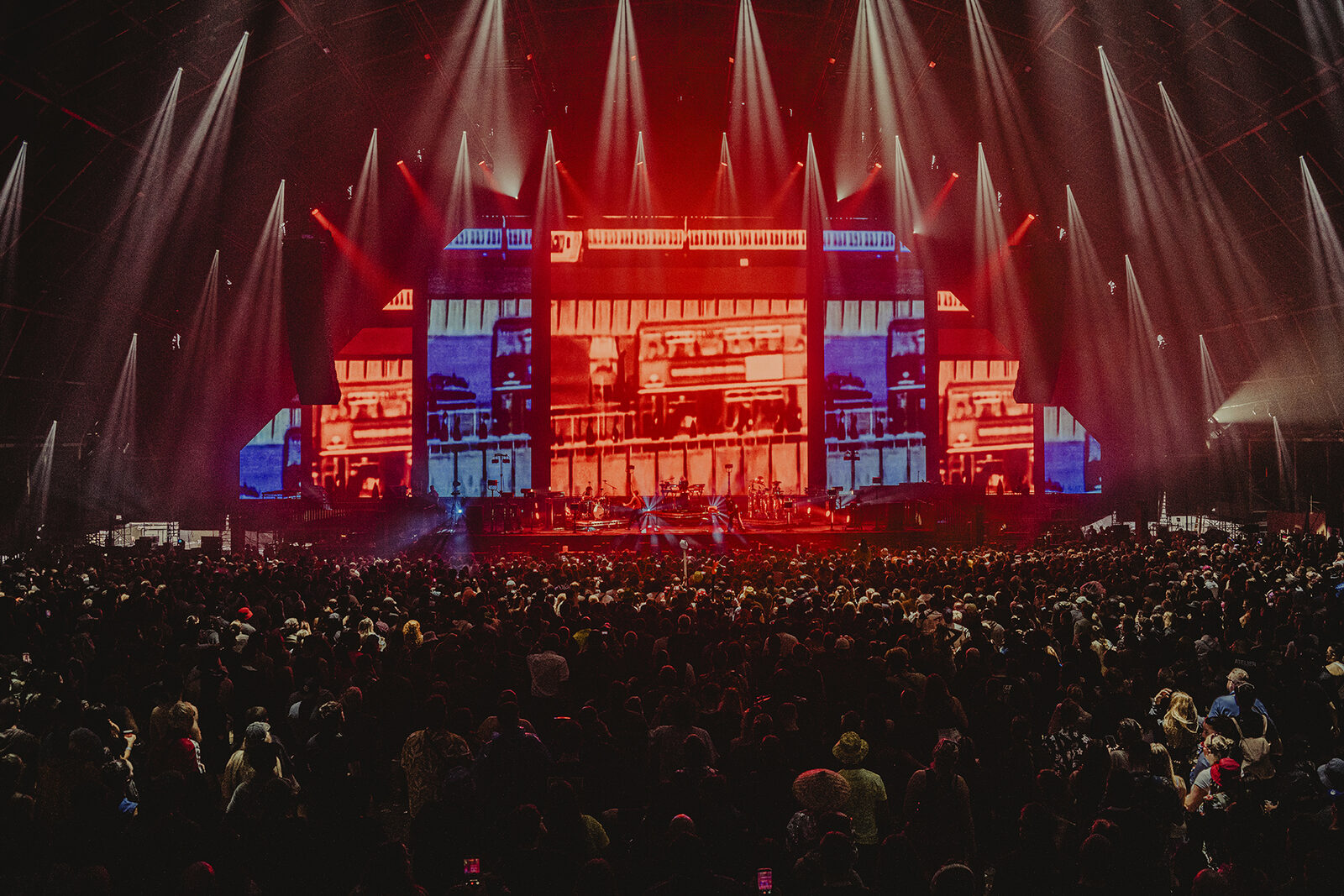 Wide view of the Faithless stage and crowd at Creamfields 2026